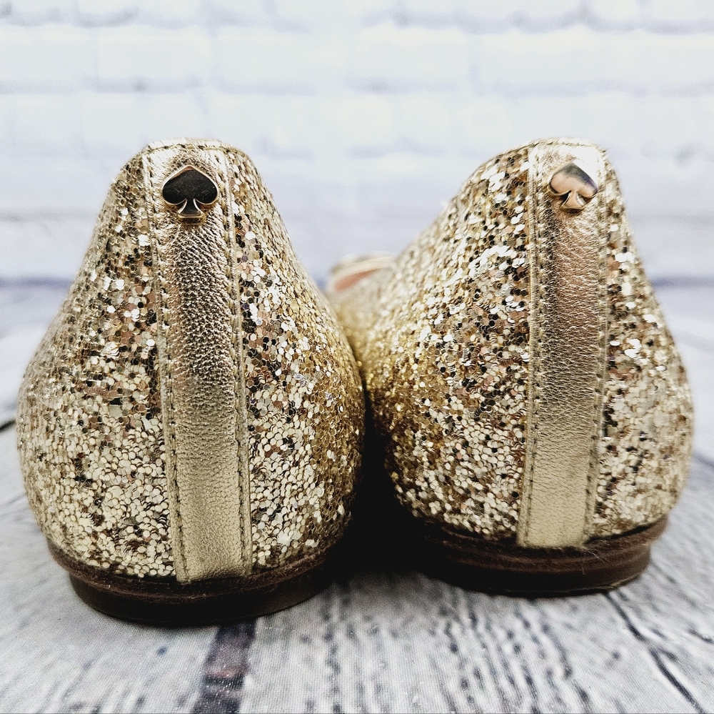 KATE SPADE | Nella glitter sparkle bow cap toe slip-on ballet flats - Picture 6 of 11